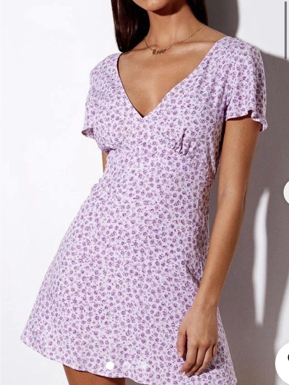 Motel Rocks Lavender Floral V-Neck Mini Dress